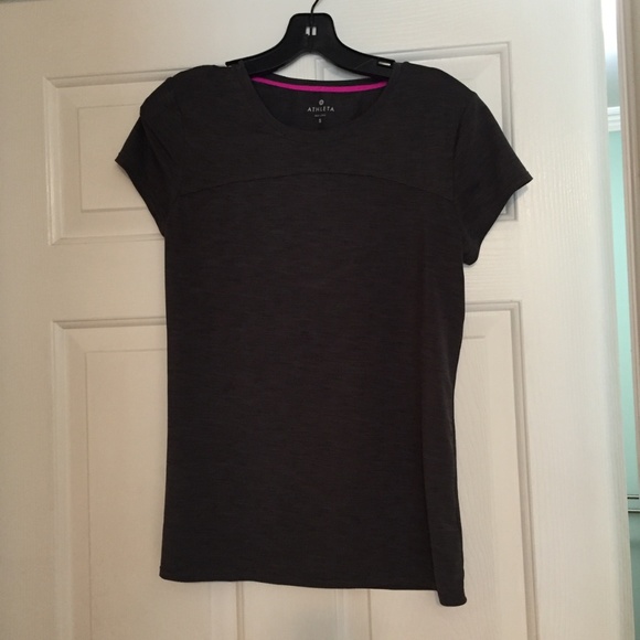 Athleta Grey Mesh Back Cut Out T-Shirt- SMALL - Picture 3 of 8